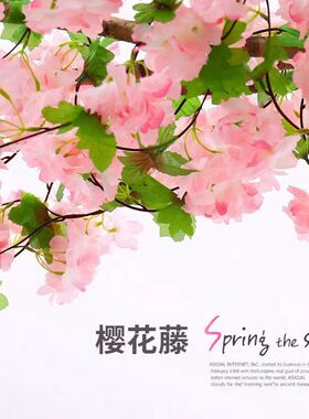 仿真樱花藤条室内吊顶装饰花藤