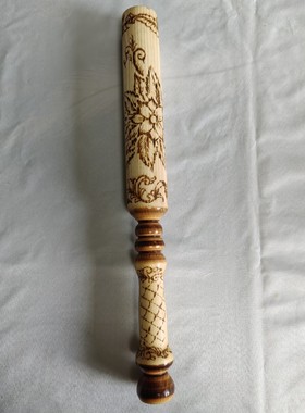 纯木制烫花擀面杖长46厘米