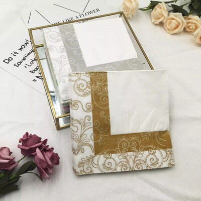 两色欧式花边彩色印花餐巾纸酒店婚庆派对折叠纸巾口布一次性纸巾