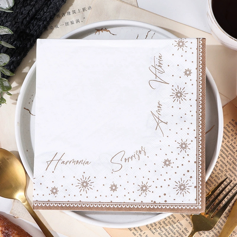 跨境北欧式茶巾餐垫木浆纸巾彩色方形家居口水巾美食方巾纸20张