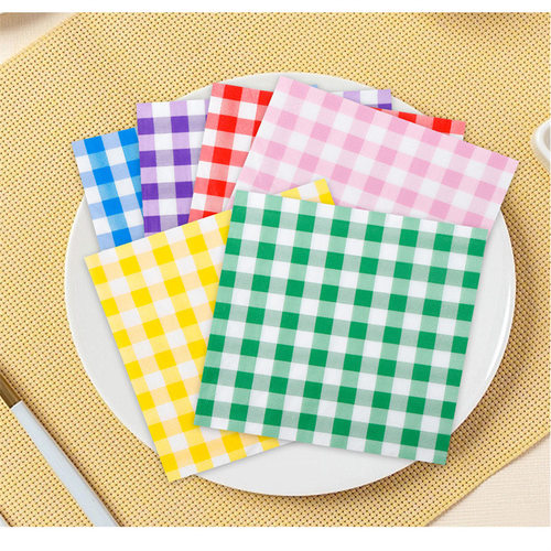 格子印花餐巾纸25*25cm 高级餐厅一次性纸巾跨境节日聚会派对纸巾