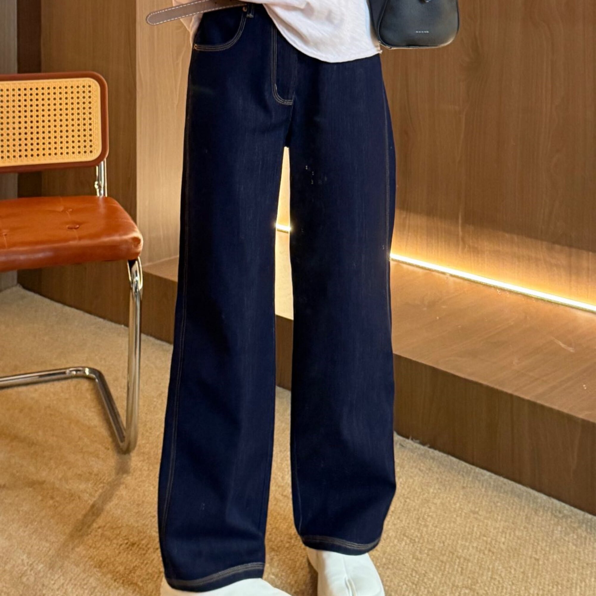 2026新款高腰针织阔腿牛仔裤
