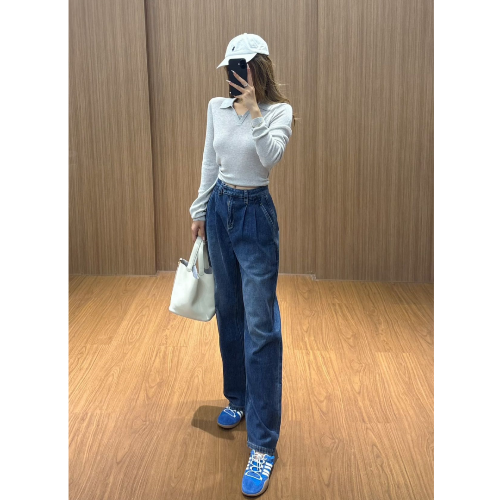 2026春款新款双褶皱宽松优雅直通阔腿女士水洗牛仔裤时尚潮流拉链