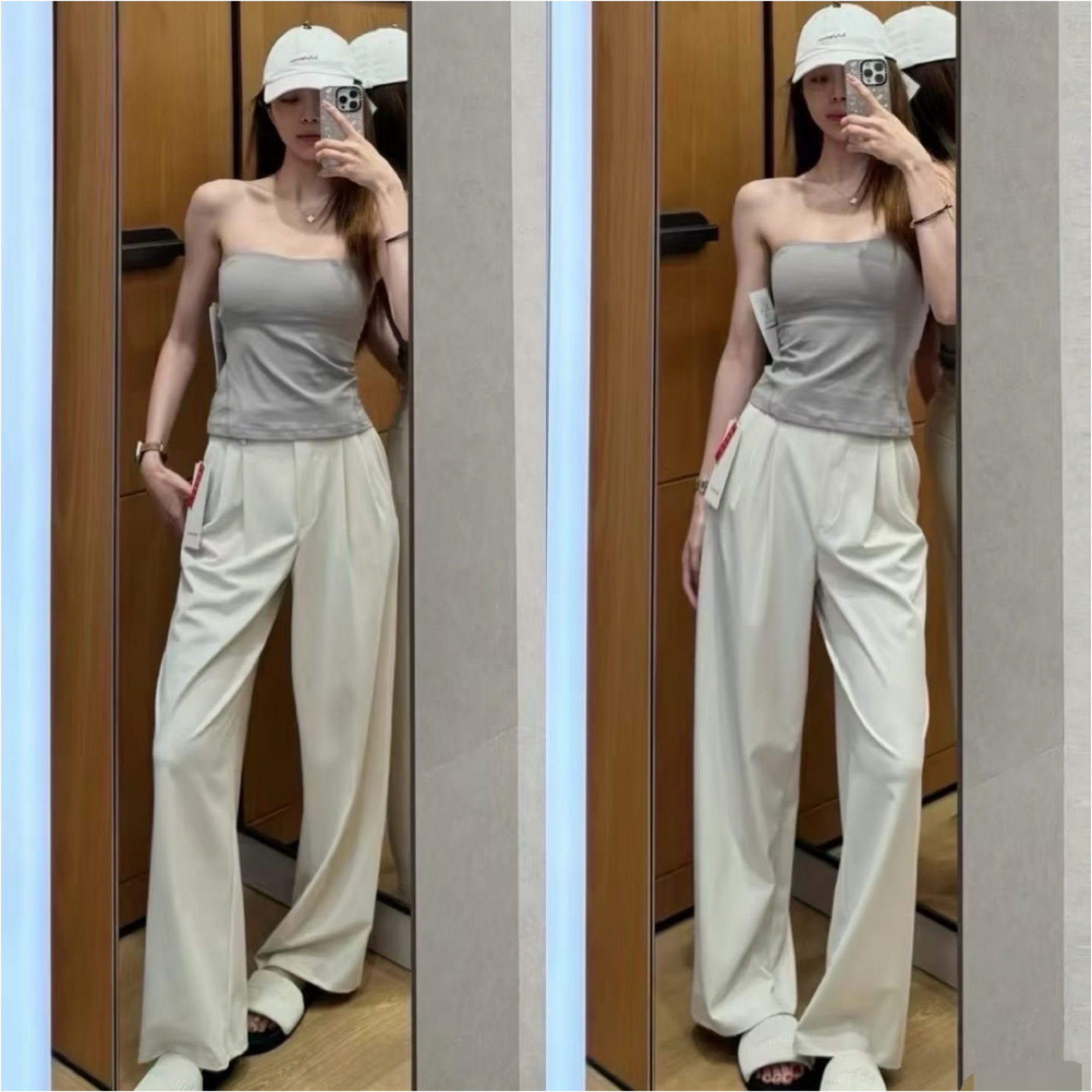 王珞丹同款女士高腰长裤宽松休闲西裤松紧腰运动裤子阔腿裤瑜伽裤