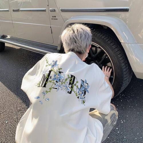 纯棉夏季220情侣印花复古美式T恤
