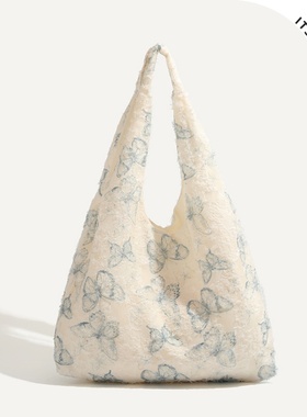 ITSOUMEI高级感大包小众国风蕾丝帆布包包2025新款少女单肩托特包