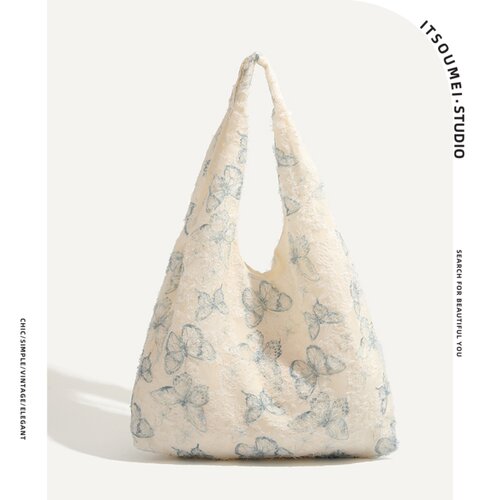 ITSOUMEI高级感大包小众国风蕾丝帆布包包通勤购物袋女单肩托特包