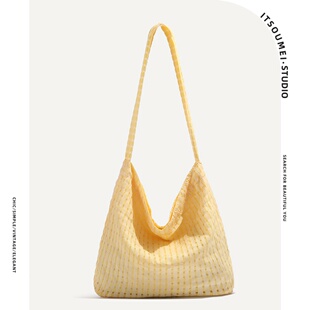 ITSOUMEI帆布包包女大容量高级简约托特包百搭网红单肩包仙女范包