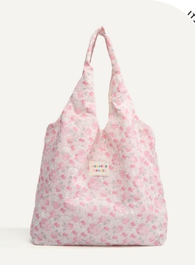 ITSOUMEI碎花单肩包女学生上课大容量新款可爱休闲腋下包托特包