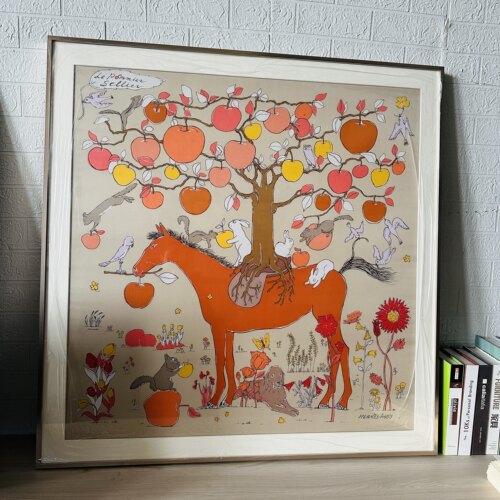 苹果树丝巾画90丝巾客厅马装饰画