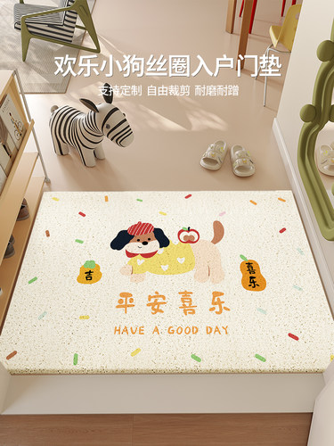 丝圈入户门专用地垫2025新款卡通家用耐磨脚踏垫可裁剪地毯防滑垫