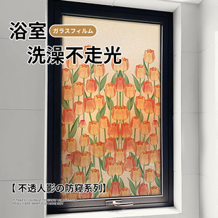 卫生间窗户隐私膜透光不透明浴室玻璃门贴纸防窥防走光磨砂窗贴