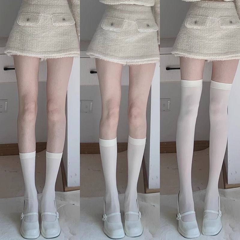 奶白色中筒过膝袜子女春夏薄款天鹅绒白丝袜长筒袜日系黑色jk高筒,女士内衣/男士内衣/家居服,长筒袜,淘宝优惠券,粉丝福利购,淘宝优惠卷