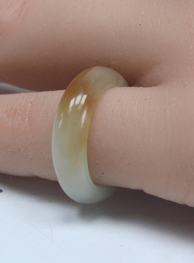 新疆和田玉戒指红糖色戒圈青花羊脂白碧玉绿男女玉石指环10号圈口