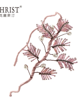 CHRIST克丽斯汀编织串珠仿水晶细头箍发卡气质发箍头饰发夹