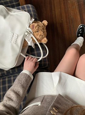 Lily Rosemary/邀请函M1u* 灯芯绒金扣奶白藏青短裙