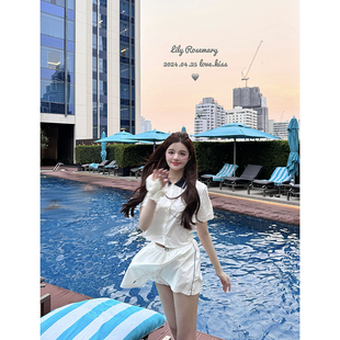 英套装 甜乖海军领m1u衬衫 短款 Lily 夏季 元 半身裙套装 Rosemary