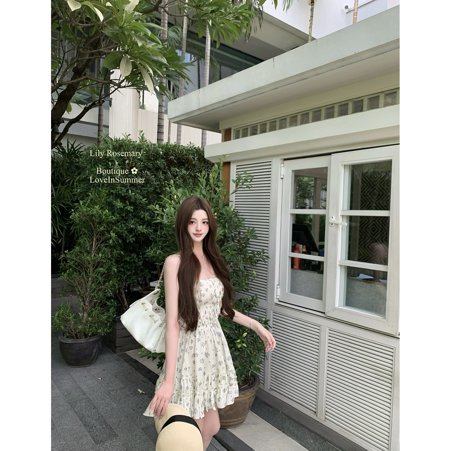 Lily Rosemary/ 花径漫步 碎花少女度假感荷叶边蓬蓬连衣裙