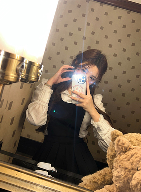 Lily Rosemary/小樽情书 Rose*西装面料U领甜美背带百褶裙女