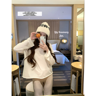 Lily Rosemary/ 慵懒周末 桑蚕丝绵羊毛纸片人长袖Tee两色