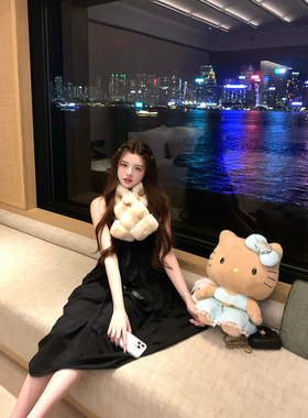 Lily Rosemary/ 矜贵猫猫 中古蕾丝少女系带抹胸抽褶长款连衣裙