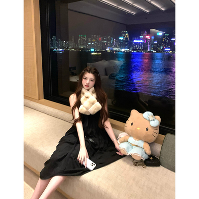 Lily Rosemary/ 矜贵猫猫 中古蕾丝少女系带抹胸抽褶长款连衣裙