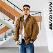 宽松翻领工装 复古飞行员夹克男春秋季 外套8576 美式 韦恩泽维尔大码