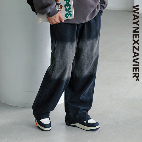 韦恩泽维尔拉链长裤渐变牛仔裤