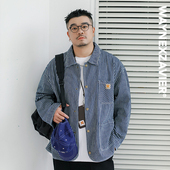 宽松citywalk显瘦夹克8893 外套男秋季 韦恩泽维尔大码 条纹牛仔衬衫