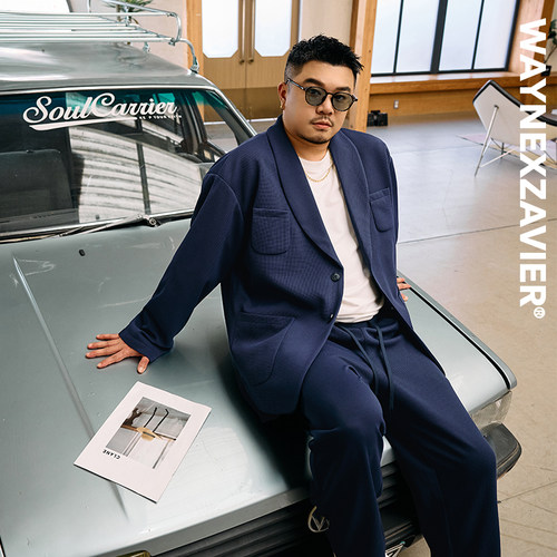 韦恩泽维尔宽松休闲华夫格西服