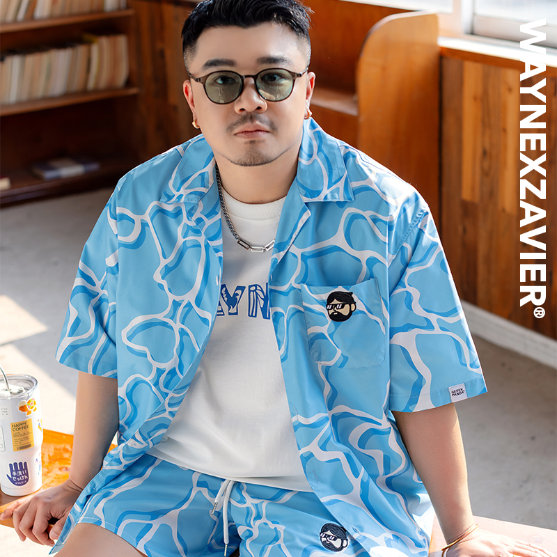 韋恩澤維爾翻領護印花短袖襯衫