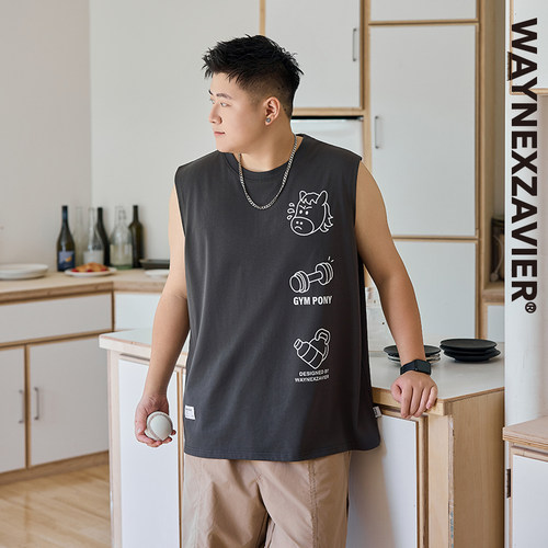 韦恩泽维尔男夏卡通显瘦背心