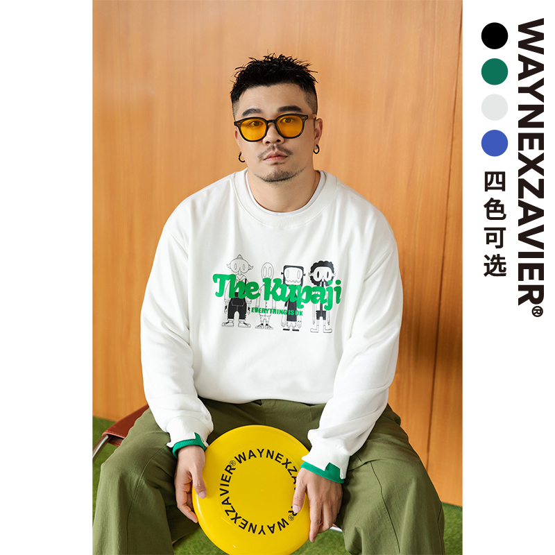 大码印花卫衣韦恩泽维尔假两件