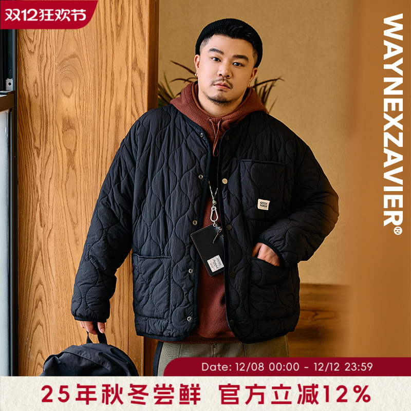 韦恩泽维尔宽松冬季无领棉服外套