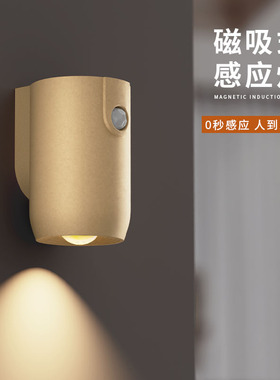 入户门牌灯人来即亮过道氛围小夜灯人体感应磁吸免接线USB充电灯