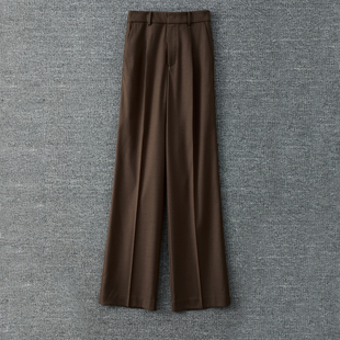 秋冬新款女裤阔腿裤女裤子咖色西装裤小宽松高腰直筒裤
