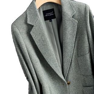 秋冬季新款美式羊毛西装加厚高级感时尚西装外套女复古修身西服