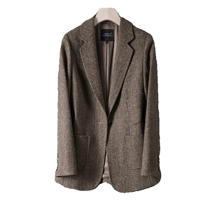 羊毛人字纹西装外套女秋冬新款职业高级感西服修身气质保暖上衣