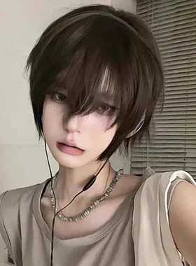 程铭假发男短发黑棕色正太男生自然哑光万用cos韩版帅气全头整顶