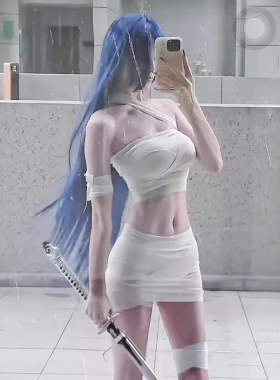 程铭深蓝色假发动漫万用1米长直发cosplay假发cos偷星九月天沧月