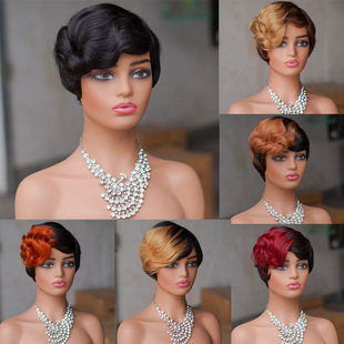 许昌潺秀工厂现货批发彩色小精灵pixie wigs human hair wigs假发