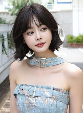 2023夏季新款清新假发女短卷发自然舒适发尾外翻整顶全头套甜美