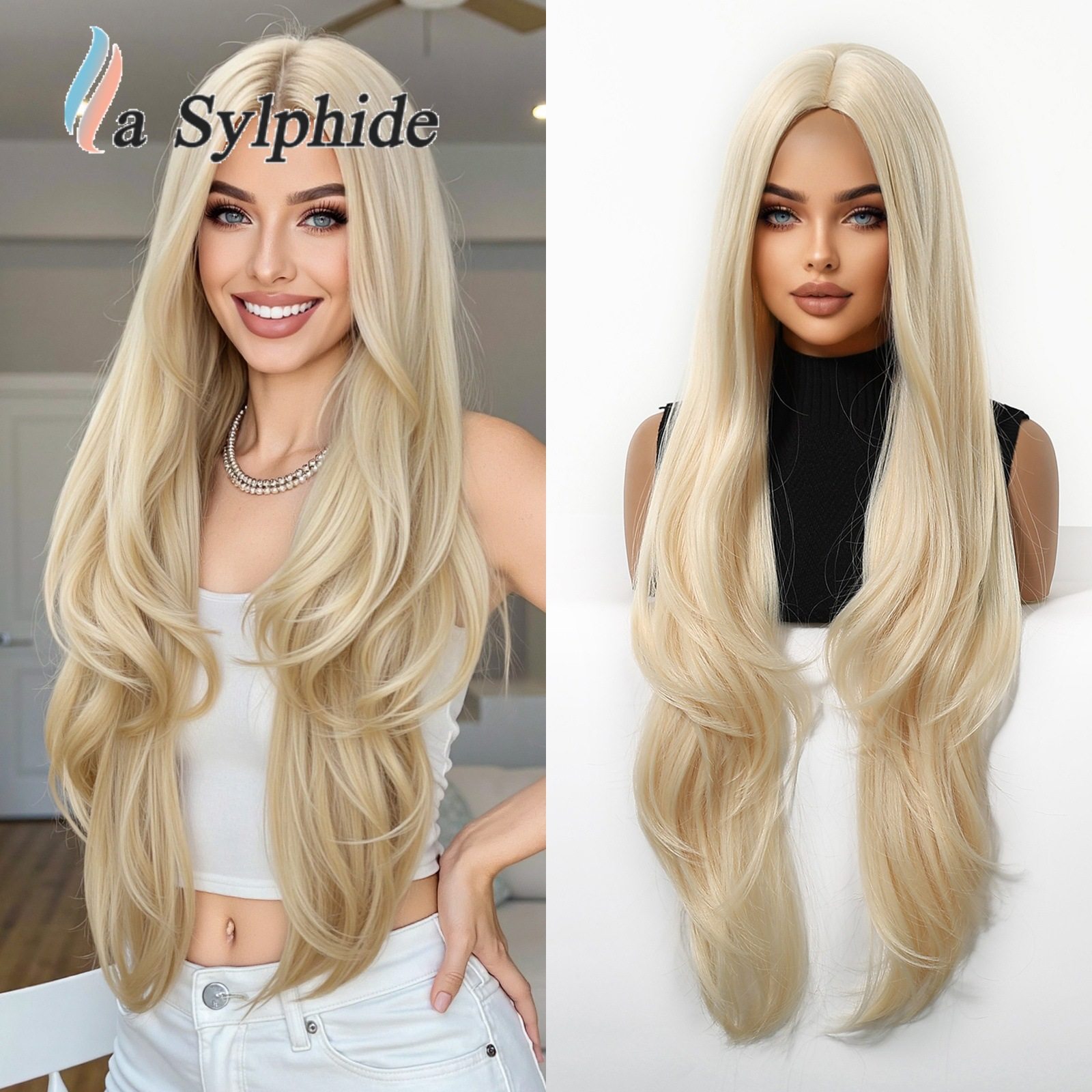 假发女全头套外贸出口32英寸金色中分超长卷发高温丝化纤机制wigs,美发护发/假发,卷发片,淘宝优惠券,粉丝福利购,淘宝优惠卷