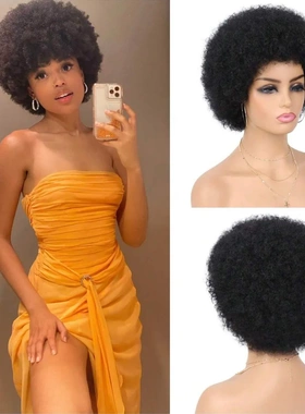 跨境现货！多颜色现货非洲小卷蓬松爆炸头短卷假发头套Afro Wig