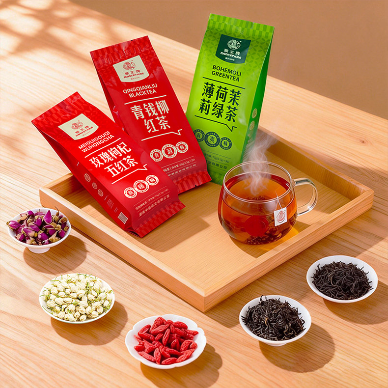 中粮中茶养生茶系列玫瑰枸杞五红茶青钱柳红茶薄荷茉莉绿茶袋泡茶