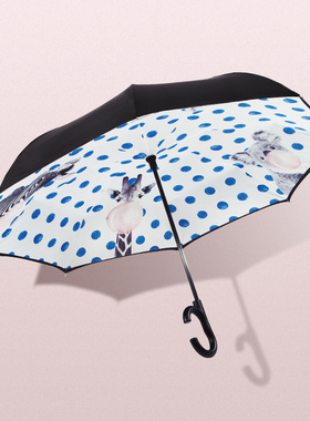 raincats/艺猫双层免持式雨伞反向伞车用长柄男自动双人晴雨两用