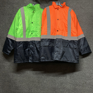 出口欧洲荧光绿棉衣荧光橘反光外套防水防风保暖男大码工作服处理