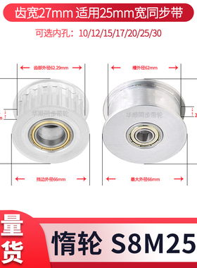 S8M25齿同步轮涨紧轮轴承齿宽27内孔12/1520惰轮现货套装同步带轮