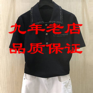 T恤女黑色半袖 珠地棉polo领小香风短袖 上 2026夏新款 哥家商场同款