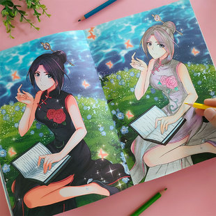 叶罗丽冰公主涂色画画本儿童填色卡通绘画册女孩涂鸦益智绘画本